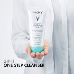 Sữa Rửa Mặt Tẩy Trang 3 Tác Dụng Dành Cho Da Thường, Da Hổn Hợp Và Da Nhạy Cảm Vichy Purete Thermal 3 in 1 One Step Cleanser Sensitive Skin And Eyes 200ml