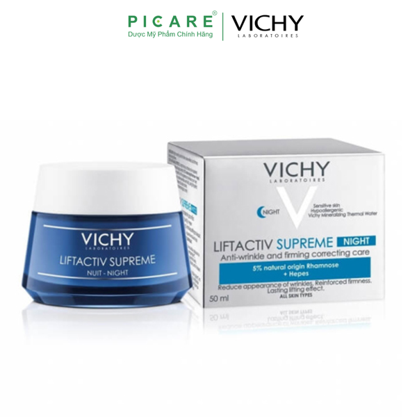 Kem Dưỡng Chống Nhăn & Làm Săn Chắc Da Chuyên Sâu (Ban Đêm) Vichy LiftActiv Night Supreme Anti-Wrinkle & Firming Correcting Care 50ml