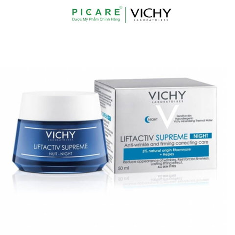 Kem Dưỡng Chống Nhăn & Làm Săn Chắc Da Chuyên Sâu (Ban Đêm) Vichy LiftActiv Night Supreme Anti-Wrinkle & Firming Correcting Care 50ml