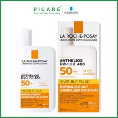 Kem Chống Nắng Mỏng Nhẹ Lâu Trôi Giúp Bảo Vệ Da Tối Ưu Khỏi Tia UVA Dài La Roche-Posay Anthelios Uvmune 400 Invisible Fluid SPF50+ 50ml