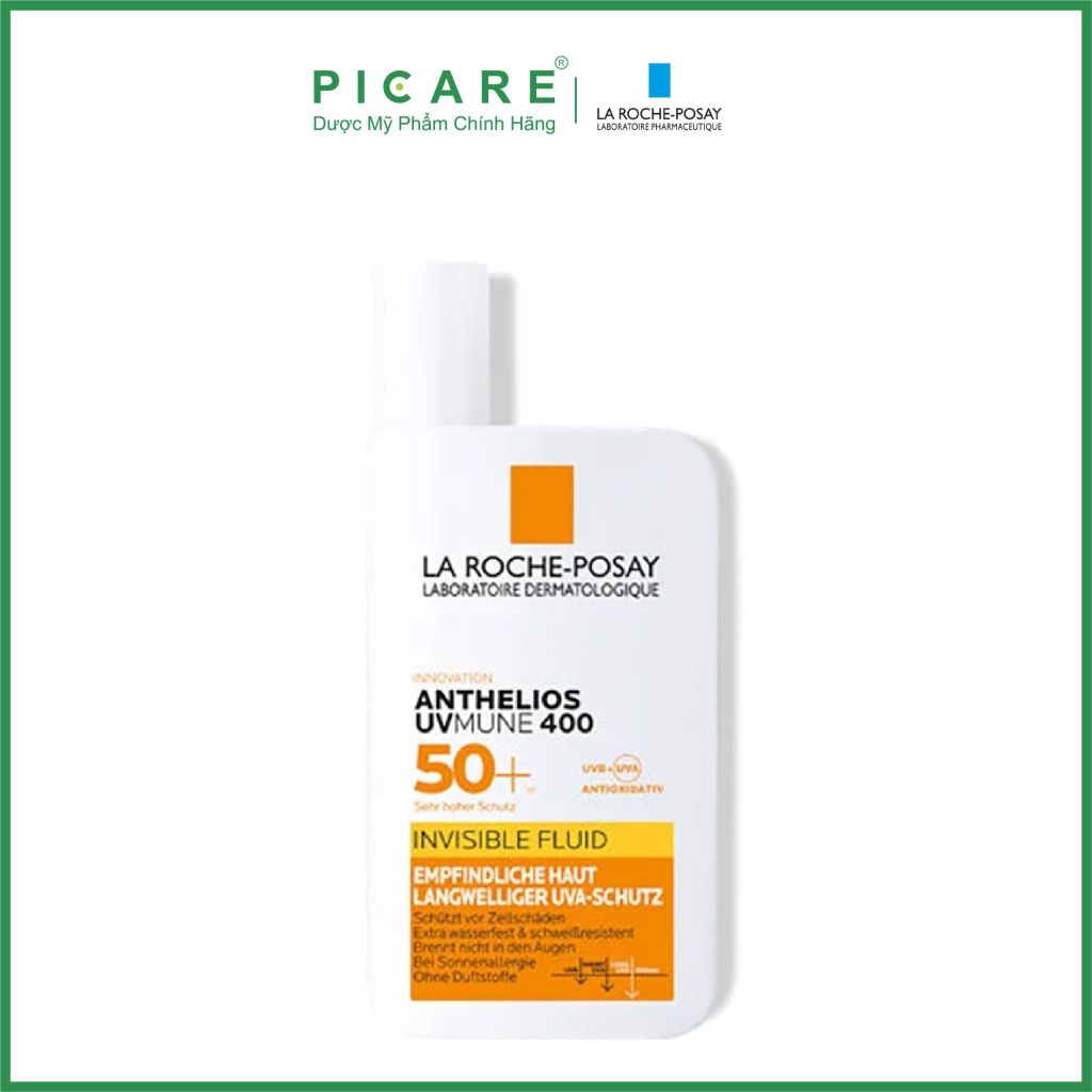 Kem Chống Nắng Mỏng Nhẹ Lâu Trôi Giúp Bảo Vệ Da Tối Ưu Khỏi Tia UVA Dài La Roche-Posay Anthelios Uvmune 400 Invisible Fluid SPF50+ 50ml