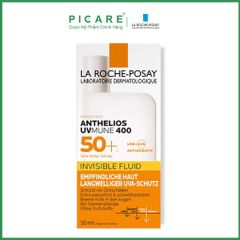 Kem Chống Nắng Mỏng Nhẹ Lâu Trôi Giúp Bảo Vệ Da Tối Ưu Khỏi Tia UVA Dài La Roche-Posay Anthelios Uvmune 400 Invisible Fluid SPF50+ 50ml