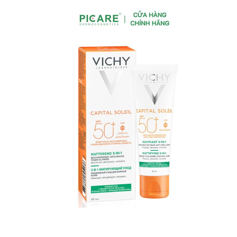 Kem Chống Nắng Kiềm Dầu Vichy Capital Soleil Mattifying 3in1 SPF50+ 50ml