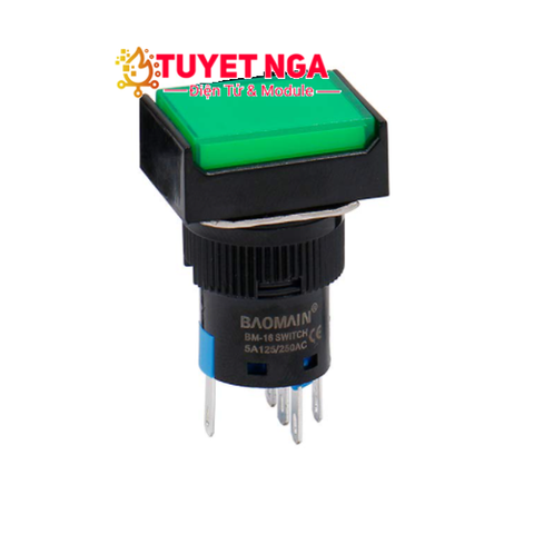 LA16-DA Nút Nhấn Giữ Xanh 16mm 220V