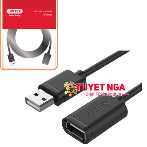 UNITEK Dây USB Nối Dài 3M (Đầu usb đực cái)