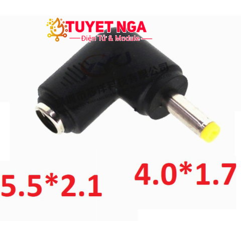 Đầu Chuyển DC 4.0x1.7mm sang 5.5x2.1mm Cong 90 Độ