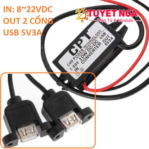 Mạch Chuyển Nguồn 12V Sang 5V 3A ( 2 cổng usb bắt ốc)