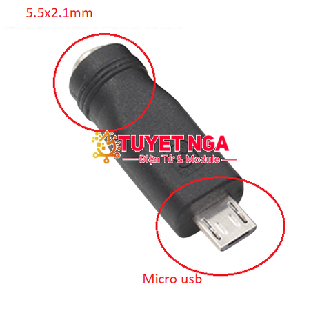 Đầu Chuyển DC 5.5x2.1mm sang Micro USB