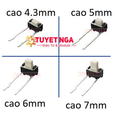 Nút Nhấn 2 Chân Ngang 3x6x4.3mm