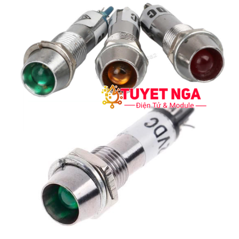 Đèn Báo Kim Loại Xanh 8mm 24V