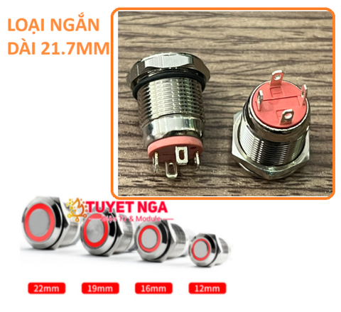 12mm Nút Nhấn Nhả Kim Loại Đỏ V2