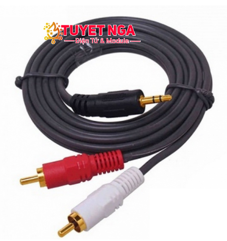 Dây Cáp Audio 3.5mm Sang 2 Đầu AV Dài 1.8m (2 đầu đực bông sen)