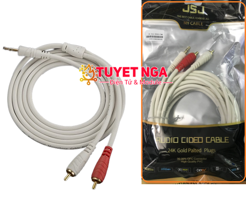 JSJ-3321 Dây Cáp Audio 3.5mm Sang 2 Đầu AV Dài 1.8m (2 đầu đực bông sen)