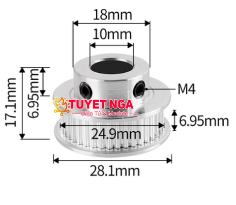 Puly GT2 40 Răng Trục 10mm Cao 17mm