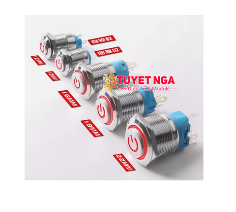 12mm Power Nút Nhấn Nhả Nguồn Kim Loại Lồi Đỏ