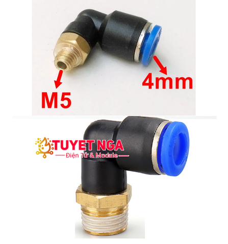 PL4-M5 Đầu Nối Khí Nén Cong Ống 4mm