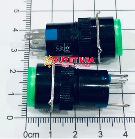 LA16Y-11D Nút Nhấn Nhả 16mm Xanh (có đèn) 220V