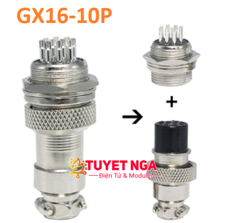 GX16-10P Jack Sắt Nối 10 (đực cái)