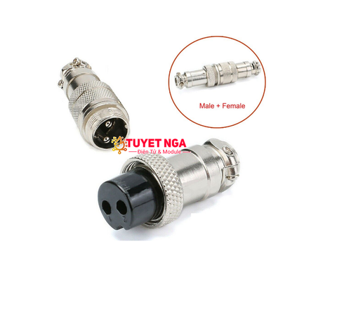 GX12-2P Jack Sắt Đực Cái Nối 2 (nắp chụp)