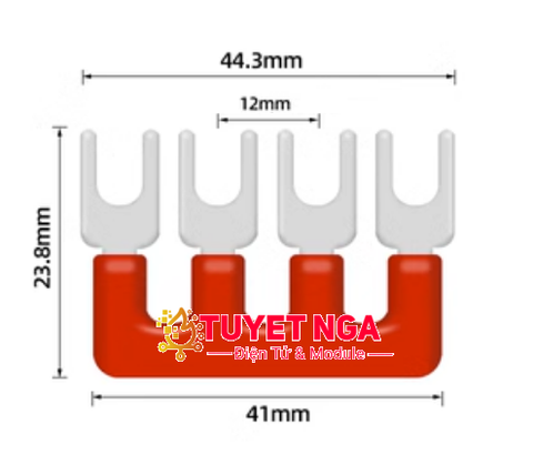 TB-2504 Dải 4 Cực 25A Nối Domino Màu Đỏ