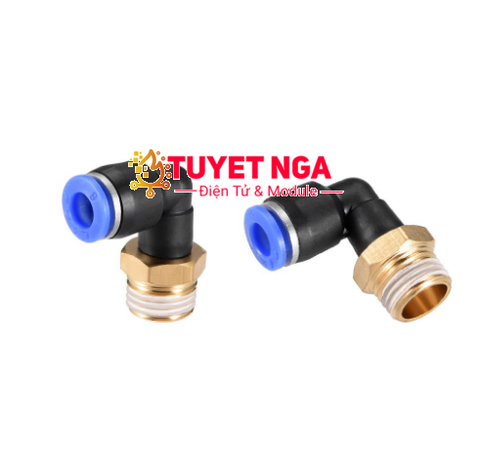 PL8-01 Đầu Nối Khí Nén Cong Ống 8mm Ren 9.7mm