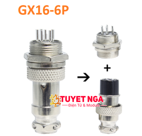 GX16-6P Jack Sắt Nối 6 (đực cái)