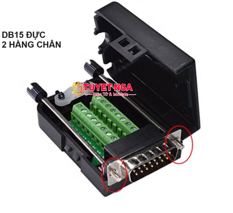 Cổng DB15 Đực Nối Dây Domino Vỏ Nhựa Có Vít 2 Hàng Chân