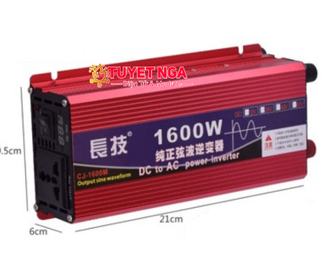 Bộ Kích Điện Inverter 12V Lên 220V Công Suất 1600W (Sóng Sin)