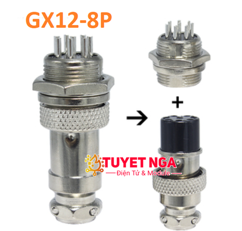 GX16-8P Jack Sắt Nối 8 (đực cái)