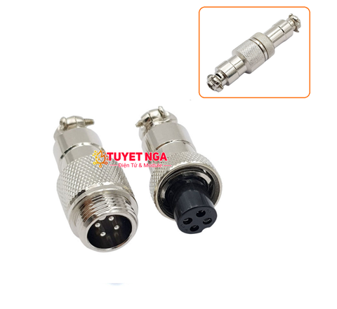 GX12-4P Jack Sắt Đực Cái Nối 4 (nắp chụp)