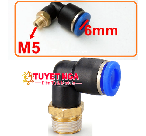 PL6-M5 Đầu Nối Khí Nén Cong Ống 6mm