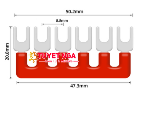 TB-1506 Dải 6 Cực 15A Nối Domino Màu Đỏ