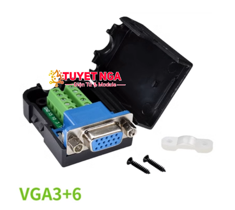 Cổng DB15 VGA Cái Nối Dây Domino Vỏ Nhựa VGA3+6