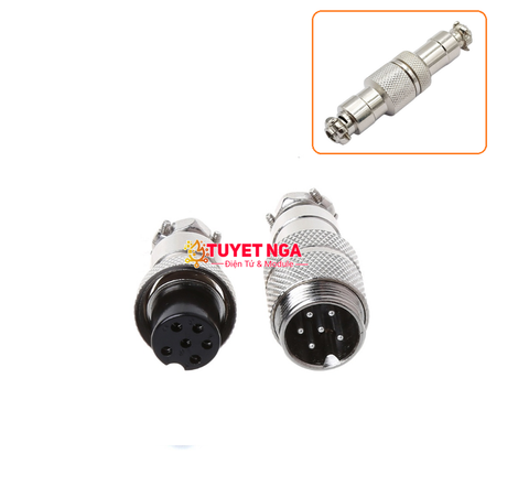 GX12-6P Jack Sắt Đực Cái Nối 6 (nắp chụp)