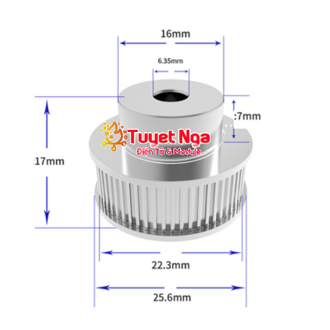 Puly GT2 36 Răng Trục 6.35mm