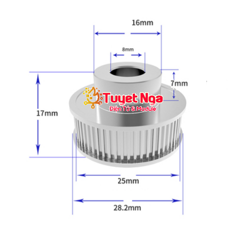 Puly GT2 40 Răng Trục 8mm