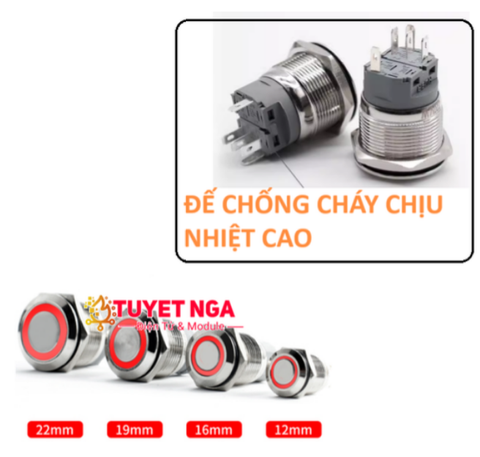 19mm Nút Nhấn Nhả Kim Loại Đỏ