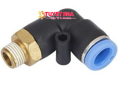 PL8-03 Đầu Nối Khí Nén Cong Ống 8mm Ren 16mm