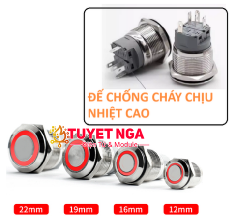 22mm Nút Nhấn Giữ Kim Loại Đỏ