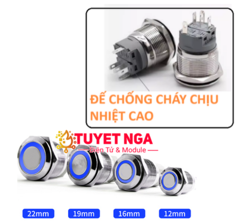 22mm Nút Nhấn Nhả Kim Loại Xanh Dương