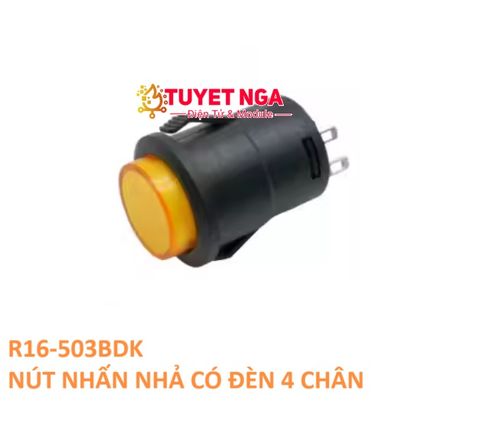 R16-503 Nút Nhấn Nhả Có Đèn Gài 16mm Vàng