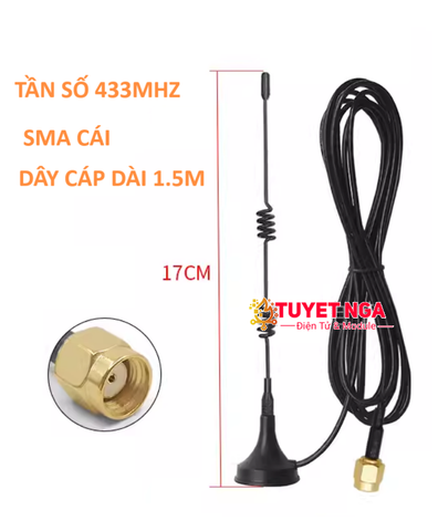 Anten Lora 433Mhz 7dBi 17.5cm SMA Cái Dài 1.5M