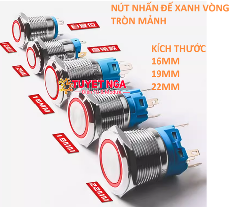 Nút Nhấn Giữ Kim Loại Đỏ 12-24V