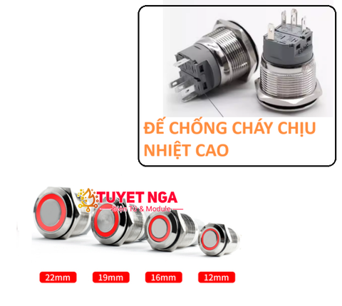 16mm Nút Nhấn Giữ Kim Loại Đỏ