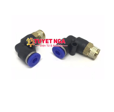 PL12-03 Đầu Nối Khí Nén Cong Ống 12mm Ren 16mm