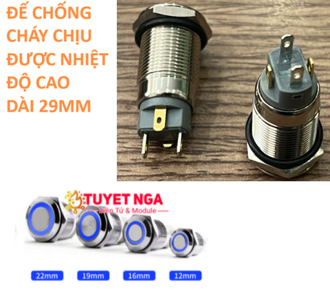 12mm Nút Nhấn Nhả Kim Loại Xanh Dương