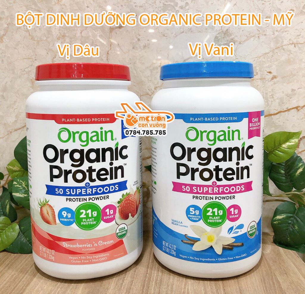 Bột dinh dưỡng Organic Protein vị Dâu - 1.22kg