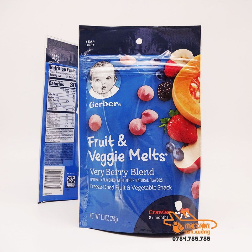 Snack Gerber vị trái cây rau củ (8 tháng+)