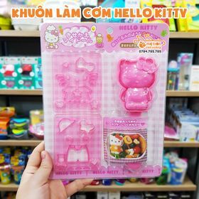 Set khuôn tạo hình cơm Hello Kitty cán dài