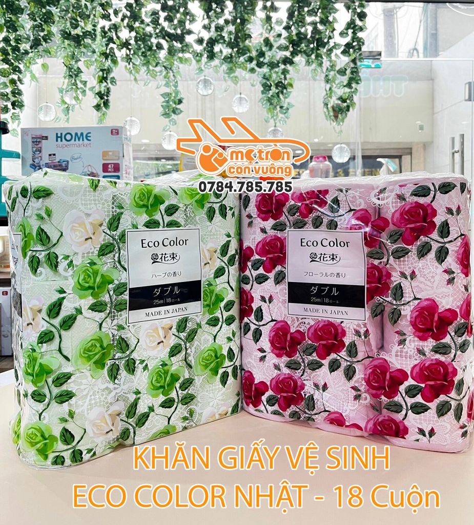 Giấy Vệ Sinh Eco Color 18 Cuộn Hoa Xanh